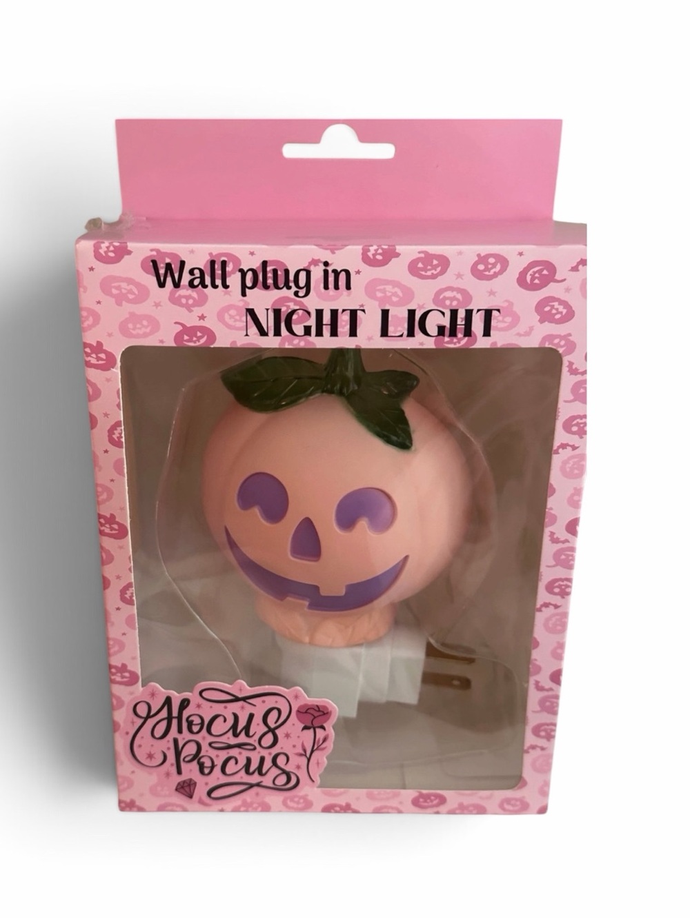 Halloween Pumpkin Wall Plug-in Night Light - Pink & Purple